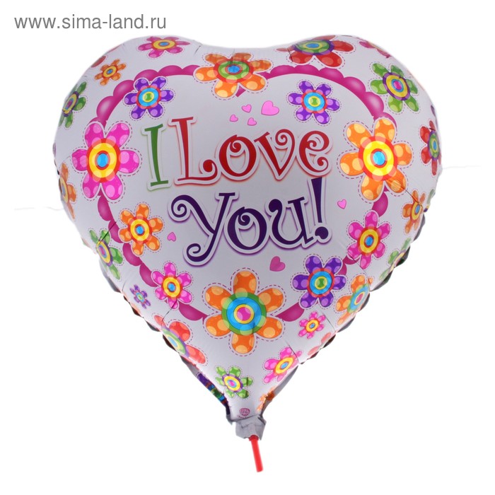 Шар фольгированный Сердце 16" в цветочках - Фото 1