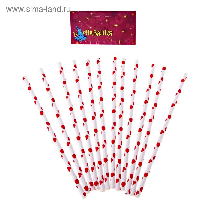 Трубочка для коктейля«Красное сердце» (набор12 шт.) - Фото 1