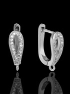 Швензы с английской застежкой с цирконом «Капля», белые в серебре (1 пара) - Фото 6