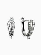 Швензы с английской застежкой с цирконом "Капля", цвет белый в серебре (1 пара) - фото 809268483