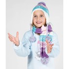 Комплект утеплённый для девочки "Снежинки" (шапка, шарф), р-р 50, цв.розовый/фиолетовый - Фото 1