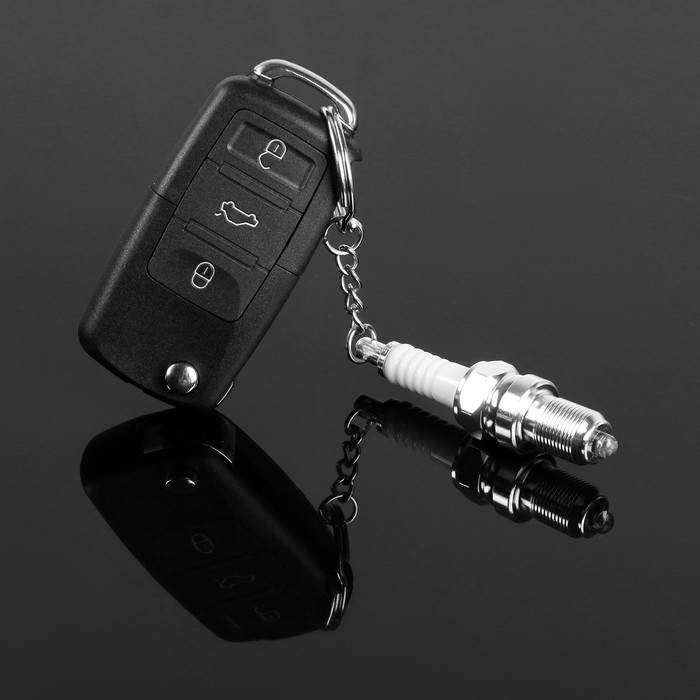 Брелок автомобильный, свеча зажигания с фонариком, хром, металл - Фото 1