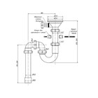 Сифон для мойки ORIO RS-41078, 1 1/2"х40 мм, нерж. решетка d=113 мм, с трубой 40х40/50 мм - фото 24546326