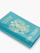 Обложка для паспорта, натуральная кожа, тиснение фольгой, гладкая, бирюзовая - Фото 4