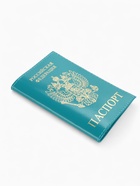 Обложка для паспорта, натуральная кожа, тиснение фольгой, гладкая, бирюзовая - Фото 5