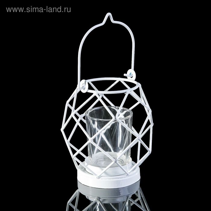 Подсвечник металл 1 свеча "Лофт" белый 12х11х11 см - Фото 1