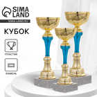Кубок 132C, наградная фигура, золото, подставка камень, 21×7×6 см - Фото 1