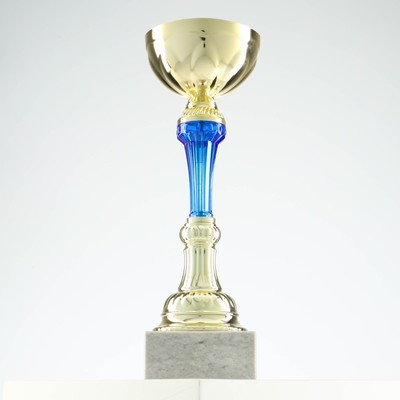Кубок 132C, наградная фигура, золото, подставка камень, 21×7×6 см