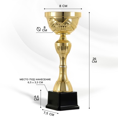 Кубок 134D, наградная фигура, золото, подставка пластик, 26×8×7.5 см