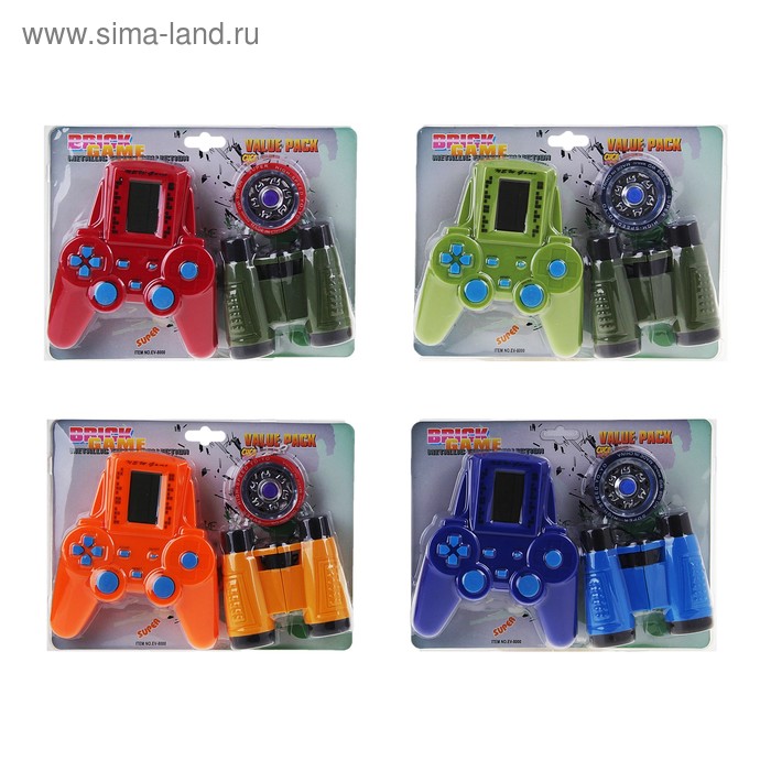 Электронная игра EV-8000, 3 предмета: тетрис, бинокль, йо-йо, цвета МИКС - Фото 1
