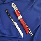 Нож Пчак Шархон средний, рукоять из латуни и рога, узкий прямой - Фото 11