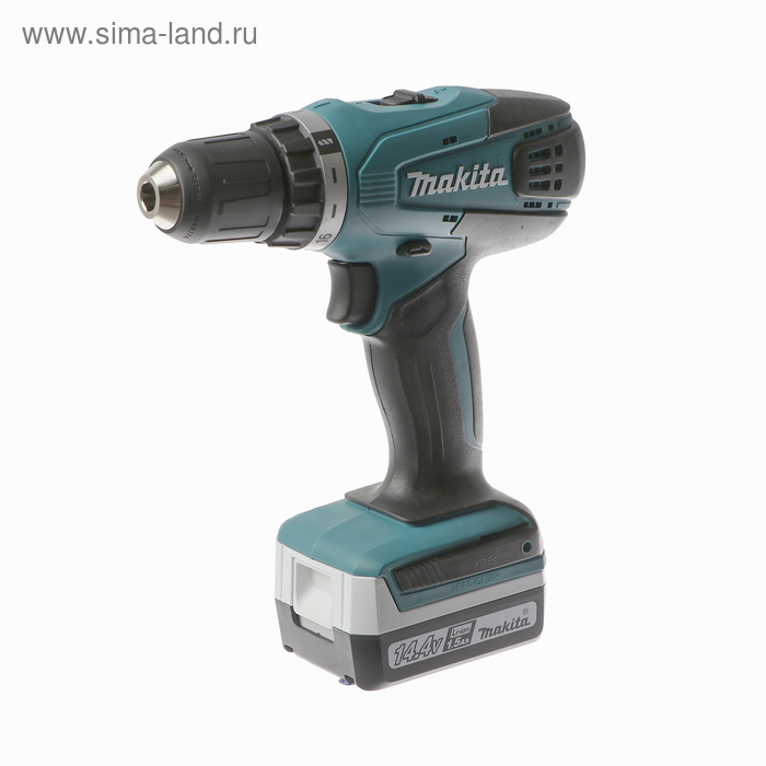 Дрель-шуруповерт Makita DF 347 DWE, 14.4 В,2×1.5Ач, Li-ion, БЗП-10 мм,0-400/0-1400 об/м - Фото 1