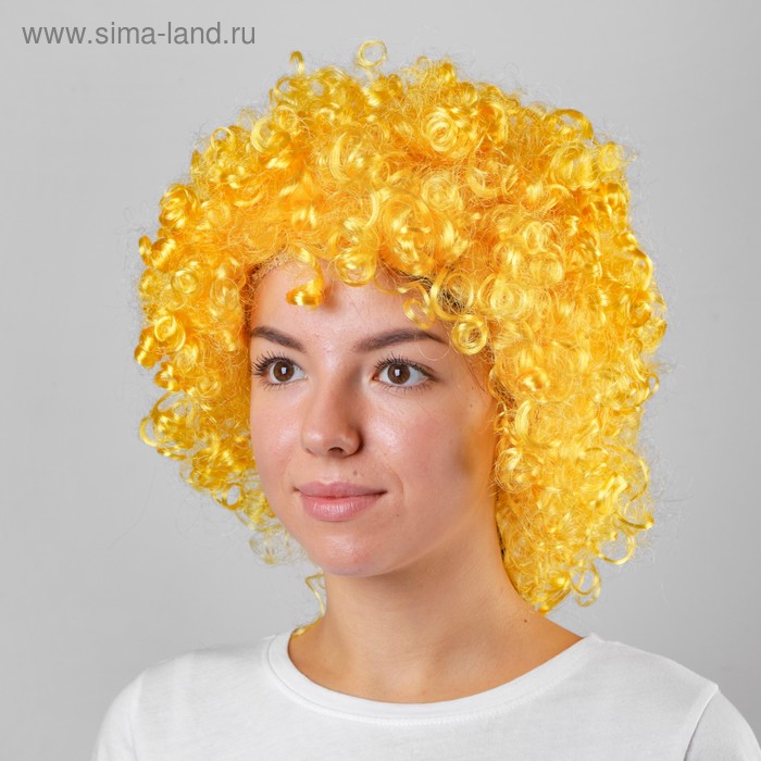 Карнавальный парик «Объёмный», цвет жёлтый, 120 г - Фото 1