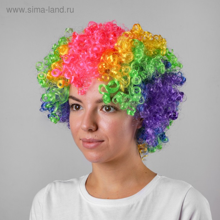 Карнавальный парик объемный, цветной - Фото 1