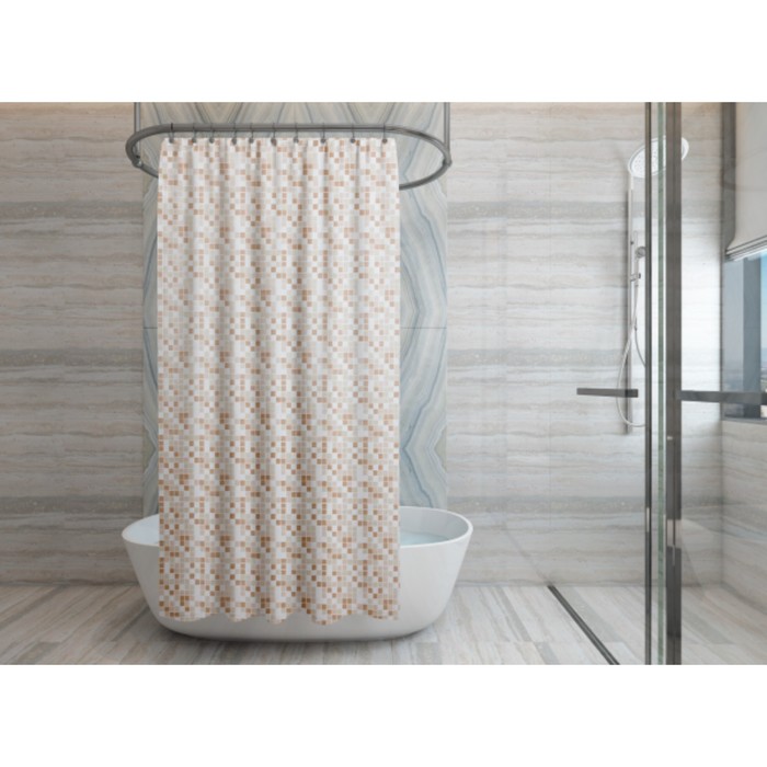 Штора для ванной Mosaico, 180 х 200 см, цвет бежевый
