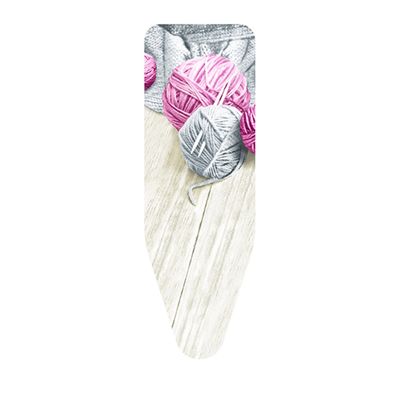 Чехол для гладильной доски «Клубки пряжи», серый/розовый, 140 х 55 см, хлопок