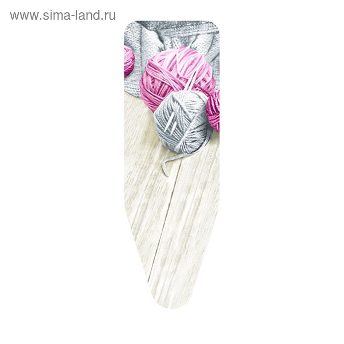 Чехол для гладильной доски «Клубки пряжи», серый/розовый, 140 х 55 см, хлопок - Фото 1