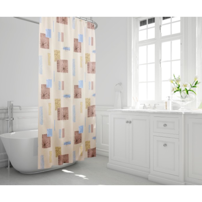 Штора для ванной Contrasti, 180 х 200 см, цвет бежевый - фото 1908331149