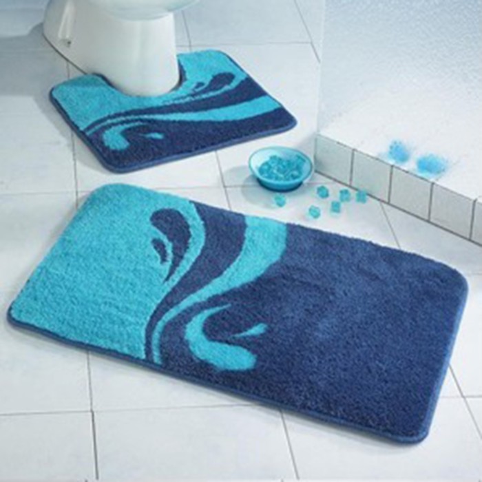 Набор ковриков для ванной «Симона», 2 шт: 50 х 80 см, 55 х 55 см, цвет голубой - Фото 1