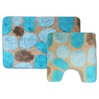 Набор ковриков для ванной «Лора», 2 шт: 50 х 80 см, 55 х 55 см, цвет синий - фото 297934006