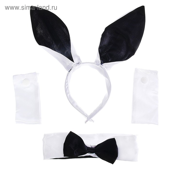 Карнавальный набор "Кролик" , 3 предмета: ободок, бабочка, манжет, цвет черно - белый - Фото 1