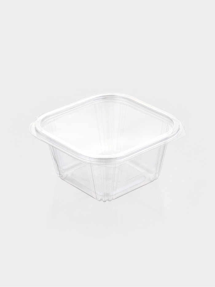 Контейнер одноразовый с неразъёмной крышкой КР-СК, пластик, 500 мл, 13.7×14.2×6.8 см, прозрачный
