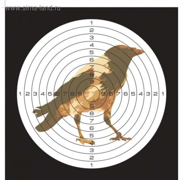 Мишень для пневматики 25 м цветная, рисунок ВОРОНА (50 шт./уп.) (140х140) - Фото 1
