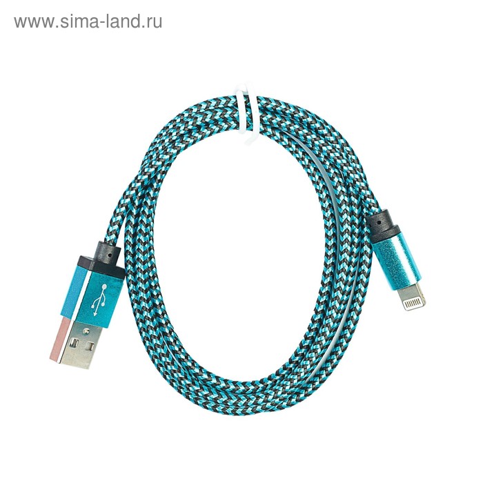 Кабель Cablexpert, Lightning - USB, нейлоновая оплетка, 1 A, 1 м, черно-синий - Фото 1