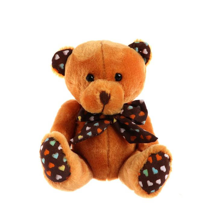 Мягкая игрушка «Мишка с бантом», на лапках и ушках сердечки, цвет коричневый - Фото 1