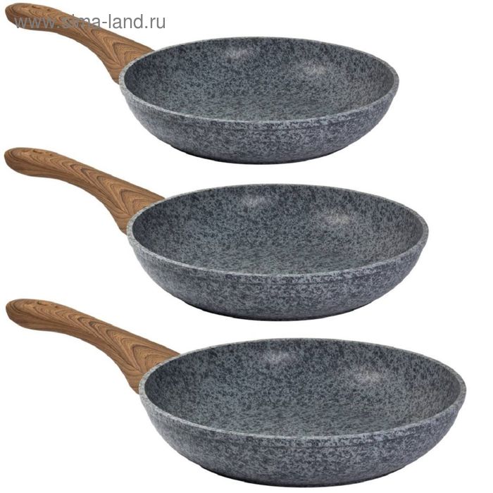 Набор сковород CS STEINFURT серый, 20 см, 24 см, 28 см - Фото 1