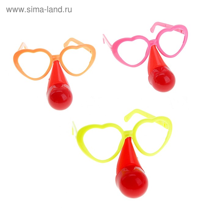 Карнавальные очки световые с носом "Сердечки", цвета МИКС - Фото 1