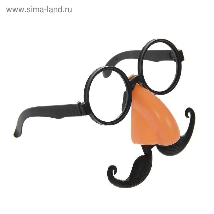 Карнавальные очки с носом и усами - Фото 1