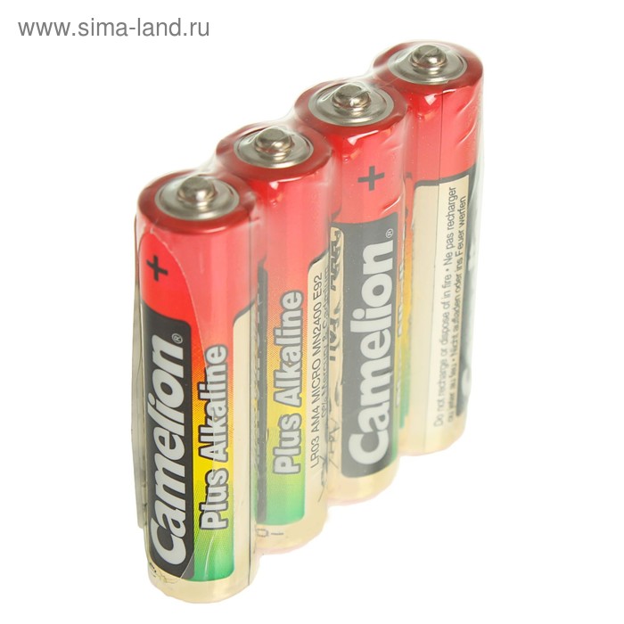 Батарейка алкалиновая Camelion Plus Alkaline, AAA, LR03-4S (LR03-SP4), 1.5В, спайка, 4 шт. - Фото 1