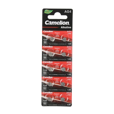 Батарейка алкалиновая Camelion Mercury Free, AG4 (377, LR626)-10BL, 1.5 В, блистер, 10 шт.