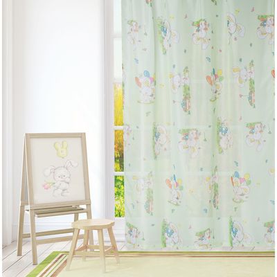 Тюль «Этель» 135×270 см Весёлый зайчик без утяжелителя, 100% п/э