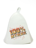 Шапка банная с принтом «100% Мужик»  (артикул 2624890)  большой выбор товаров оптом и в розницу по низким ценам с доставкой
