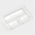 Ланч - бокс для еды, 3 отделения, 200/400 мл, 21×14.5×5.5 см, пластик, прямоугольный, голубой - Фото 4