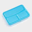 Ланч - бокс для еды, 3 отделения, 200/400 мл, 21×14.5×5.5 см, пластик, прямоугольный, голубой - Фото 4