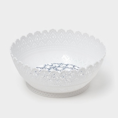 Корзинка для фруктов и хлеба «Зефир. Принт», пластик, d=20 см, белая