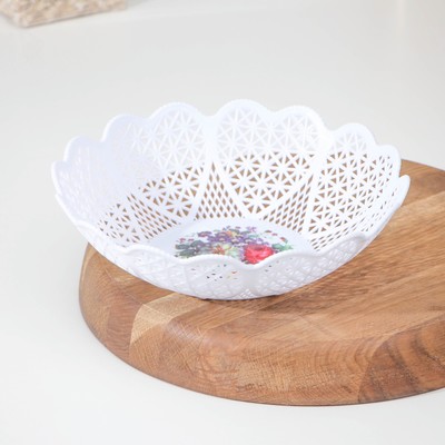 Ваза для хлеба и фруктов «Кубань. Сердце», d=22 см, белая, рисунок МИКС