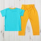 Комплект для мальчика (футболка и брюки) рост 68 см, цвет голубой/коричневый - Фото 2