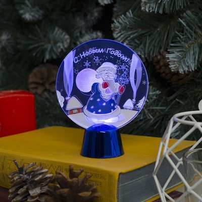 Подставка с динамикой "Дед Мороз" 11.5 см, (батарейки в компл.), 2 LED, БЕЛЫЙ