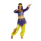 Карнавальный костюм "Восточная красавица. Шахерезада", топ с рукавами, штаны, повязка, цвет сине-жёлтый, р-р 30, рост 110-116 см - фото 318009715