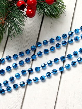 Бусы на ёлку «Шары с гранями», длина 2.7 м, d=8 мм, синие