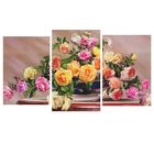 Модульная картина на подрамнике "Разноцветные розы" (2-31х44; 1-31х51) 93х51 см - фото 3167471