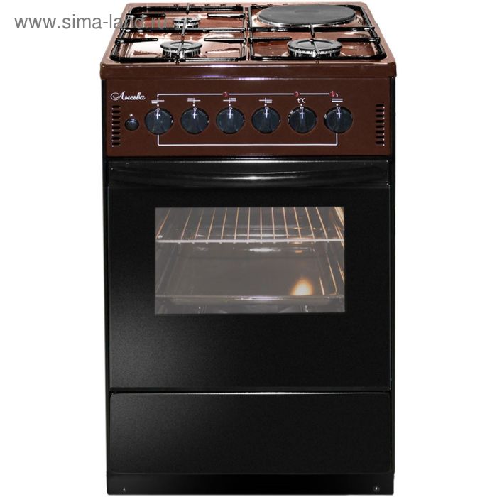 Плита "Лысьва" ЭГ 1/3г01-2у, комбинированная, 4 конфорки, 60 л, коричневая - Фото 1