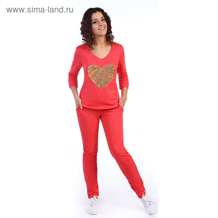 Комплект женский (джемпер, брюки) Шармель цвет коралловый, р-р 44 - Фото 1