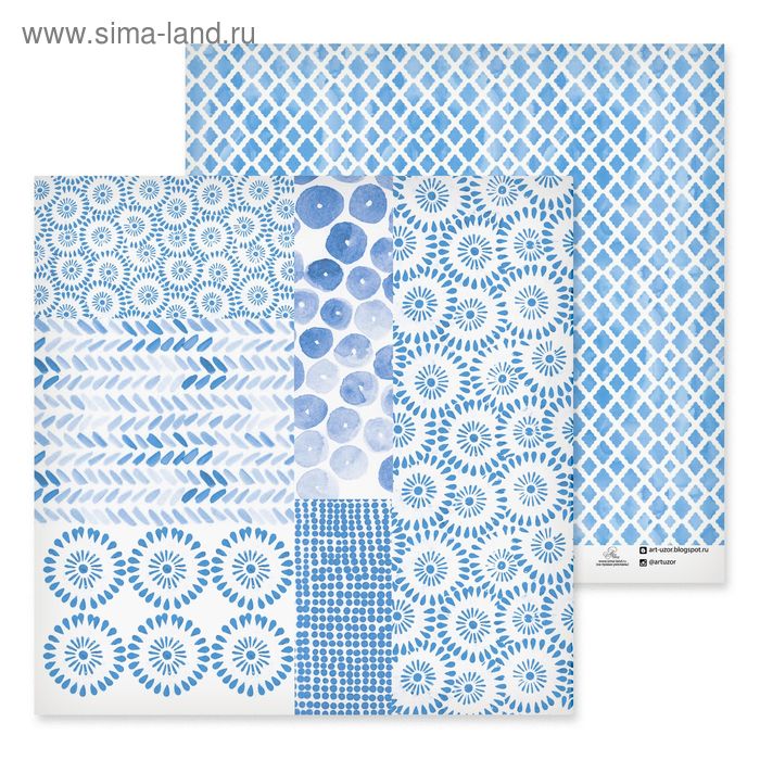 Бумага для скрапбукинга "Гжель", 30.5х30.5 см - Фото 1