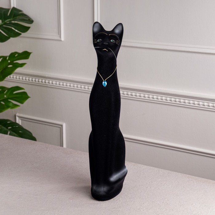 Копилка "Кот", флок, чёрная, керамика, 50 см, микс - Фото 1