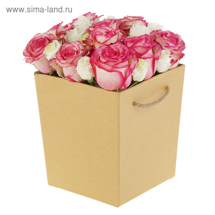 Переноска для цветов с пакетом, бежевая, 14,5 х 13 х 17 см - Фото 1